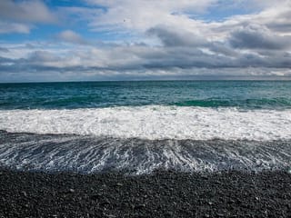 Oceanic wave on the black sand beach of Reynisfjara
