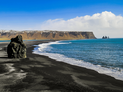 Reynisfjara black sand beach from Dyrhólaey promontory