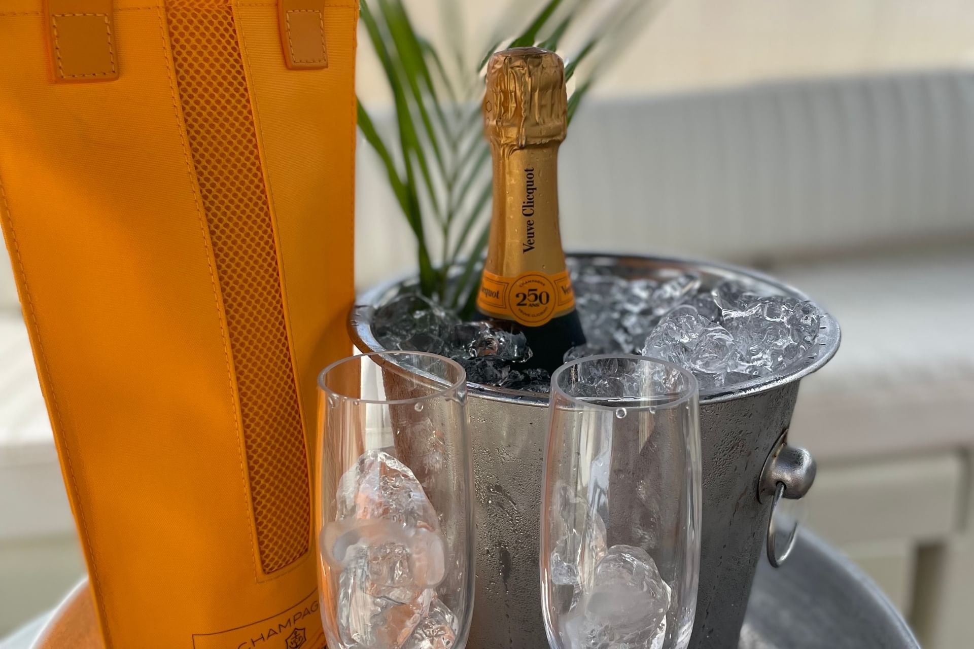 Champagne Veuve Clicquot on board sailing yacht Galaxie to celebrate honeymoon