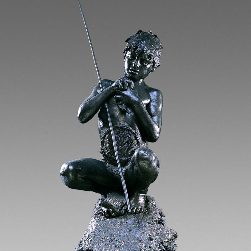 Frontal view of the bronze sculpture 