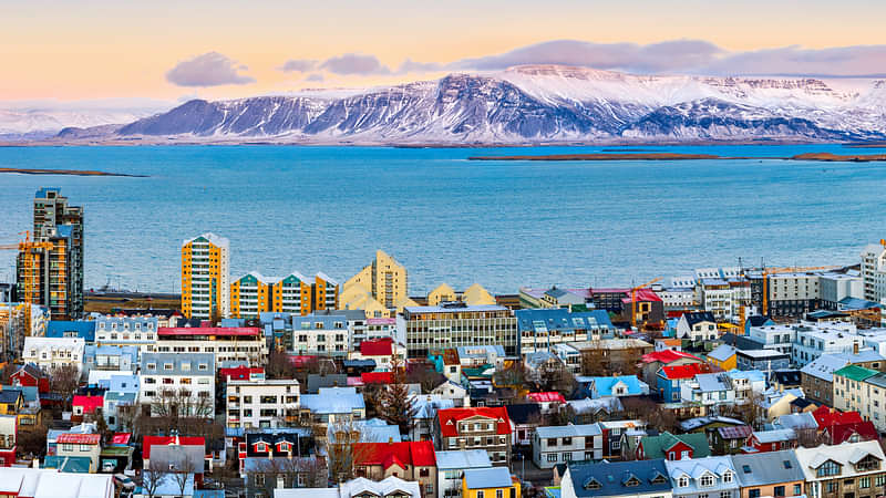 View over the rooftops of Reykjavik in winter