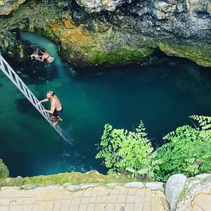 Bluehole Mineral Spring & Rick's Cafe Combo Tour from Montego Bay Resorts Round Trip