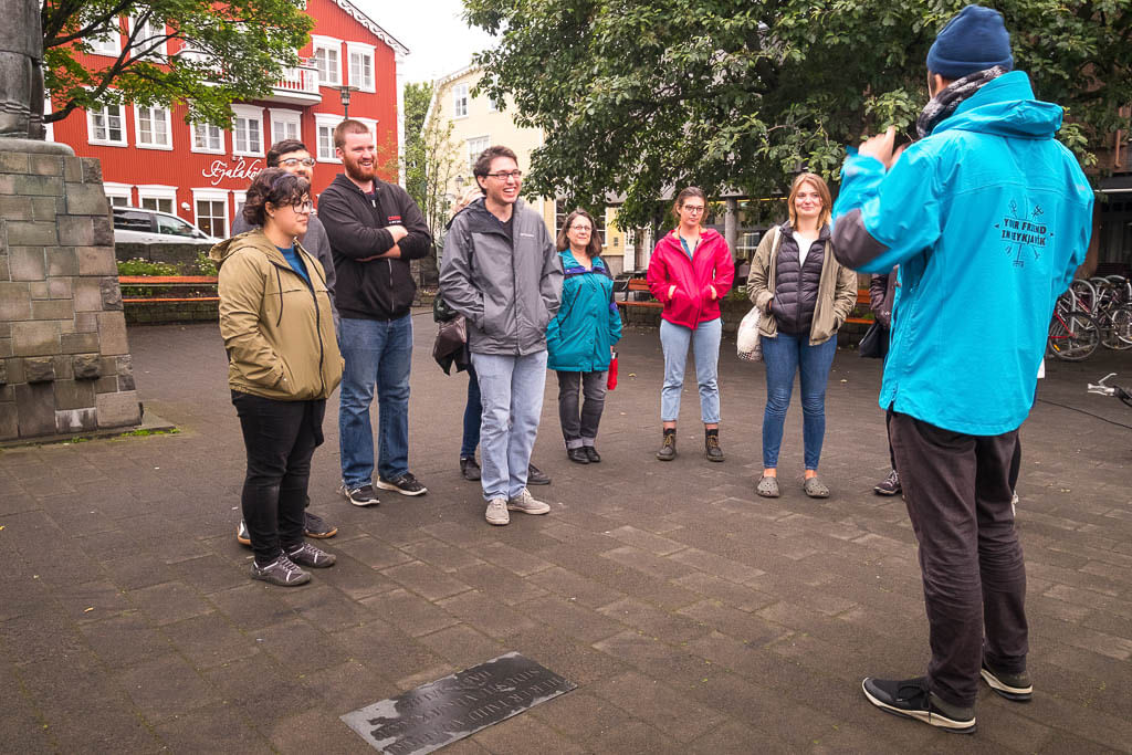 A guide from Your Friend in Reykjavik explaining the origin of the statue pictured next to the group.