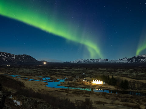 The Northern Lights over the Thingvellir National Park