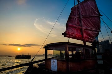 Antique Junk Boat Tour in Victoria Harbour, Hong Kong