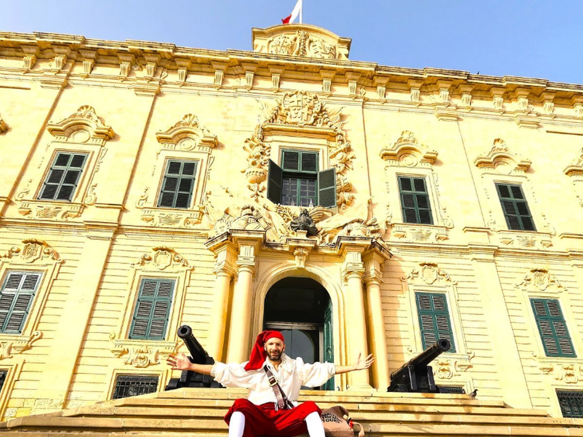 Outisde the steps of Auberge de Castille in Valletta