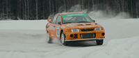 Driving a rally car on an ice track 1h . 1
