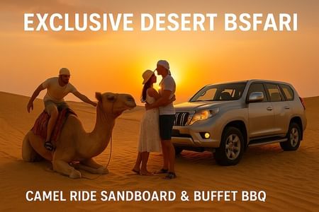 Private Desert Safari: Camel Ride, Sandboarding & BBQ Dinner in Dubai
