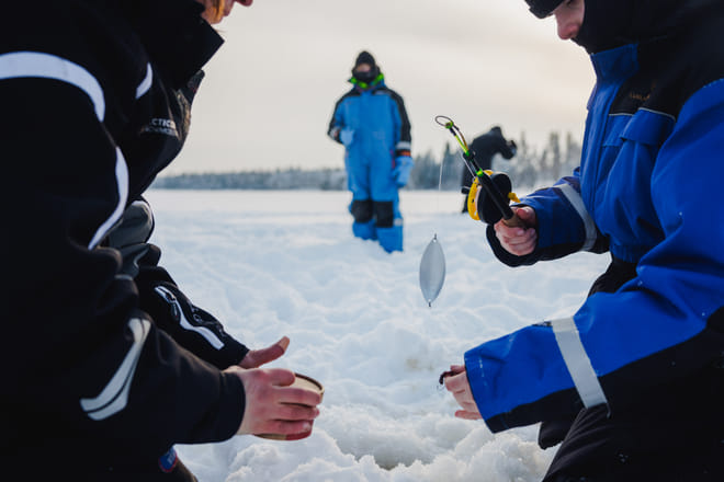 Ice Fishing and Snowmobile Safari Combo in Lapland 7