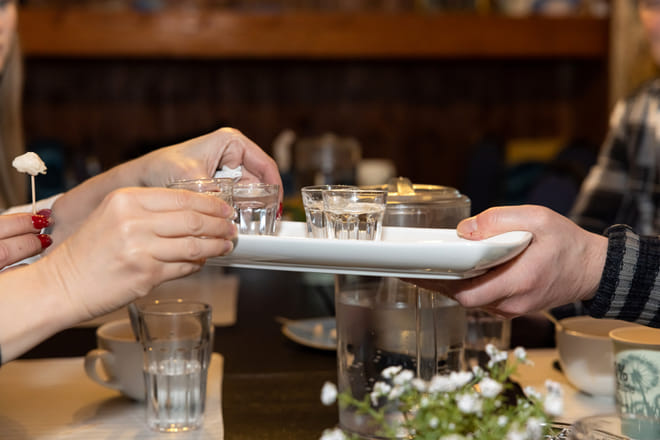 A sampling of Brennivin, the traditional Icelandic liquor