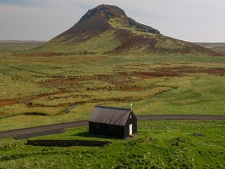 A picture of Krýsuvíkurkirkja in Reykjanes, Iceland
