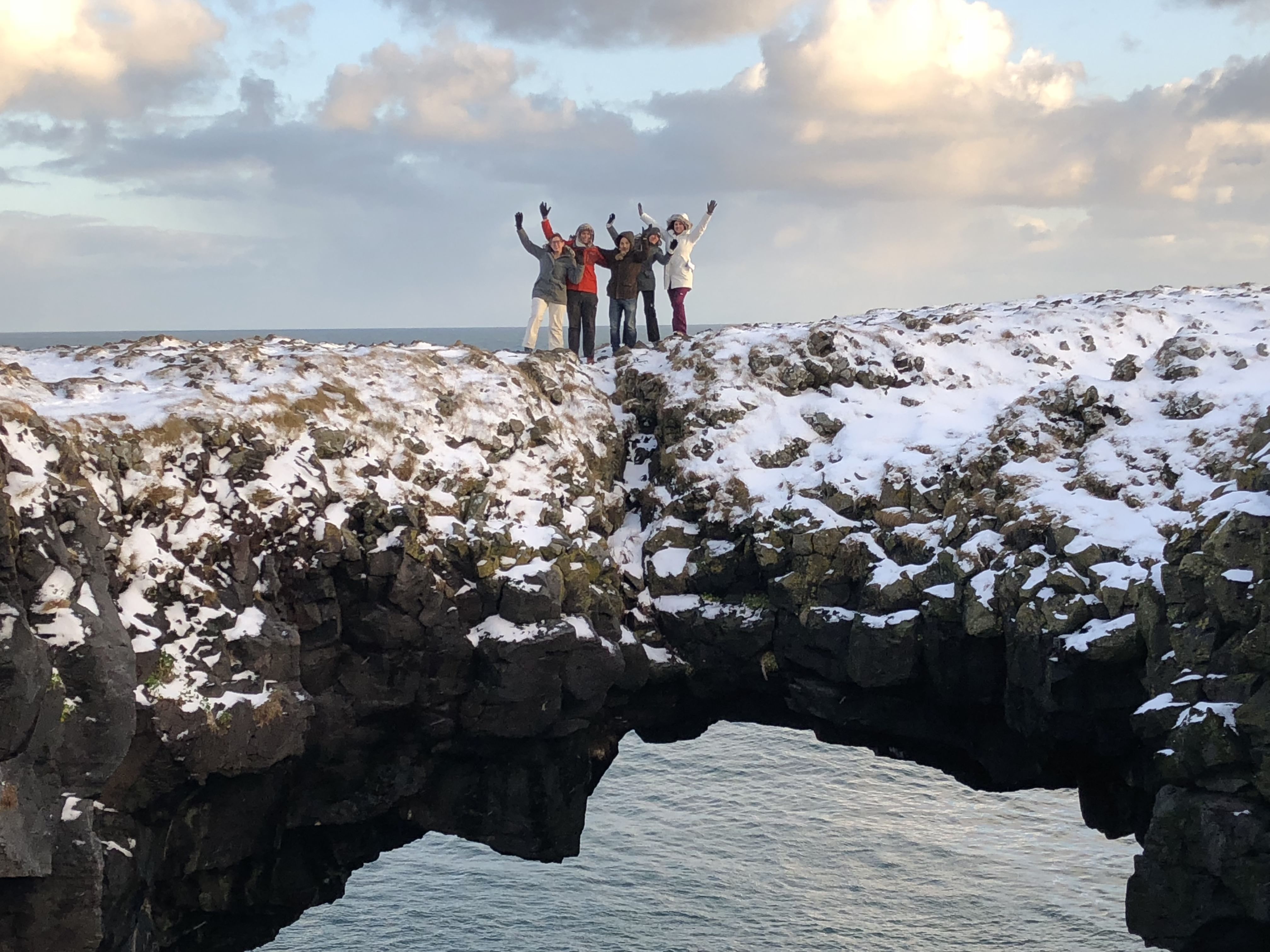 Standing on top of an natural arch at Snæfellsnes peninsula