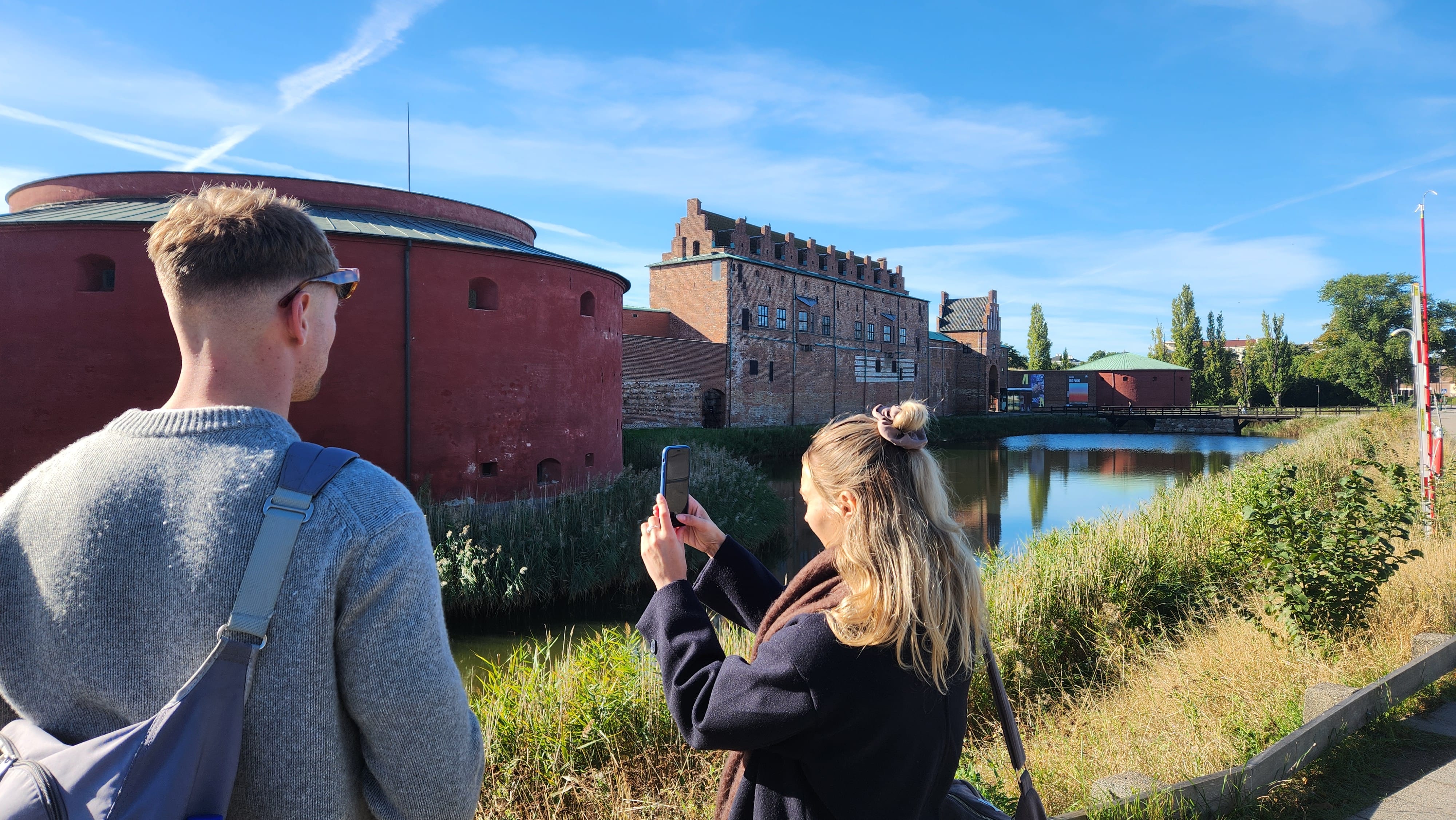A view of Malmø castle from the outside berrier, with the moat and ramparts