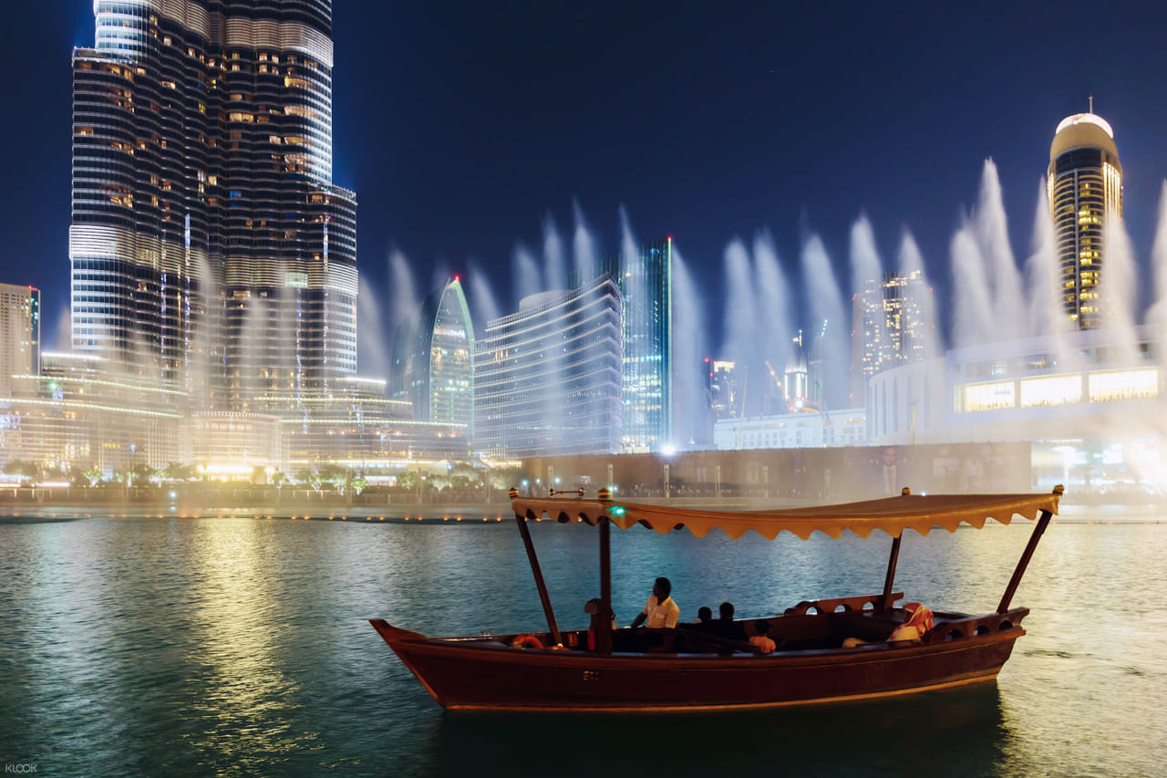 Dubai Fountains in action during a Lake Ride.