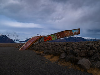 This is a monument to the power of nature- from volcanic heat and glacier flooding which twisted this bridge. Skeiðará Bridge.
