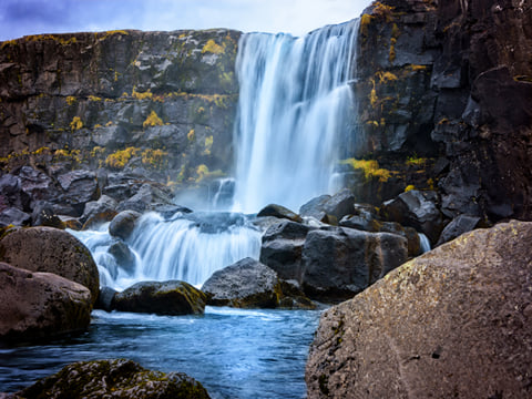 Oxarfoss waterfall in Thingvellir national park