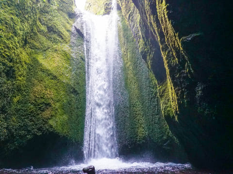 a Hidden waterfall at the end of Nauthúsagil