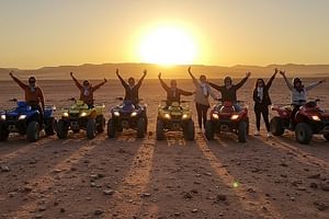 Marrakech:Agafay desert quad bike camel sunset diner fier show. 