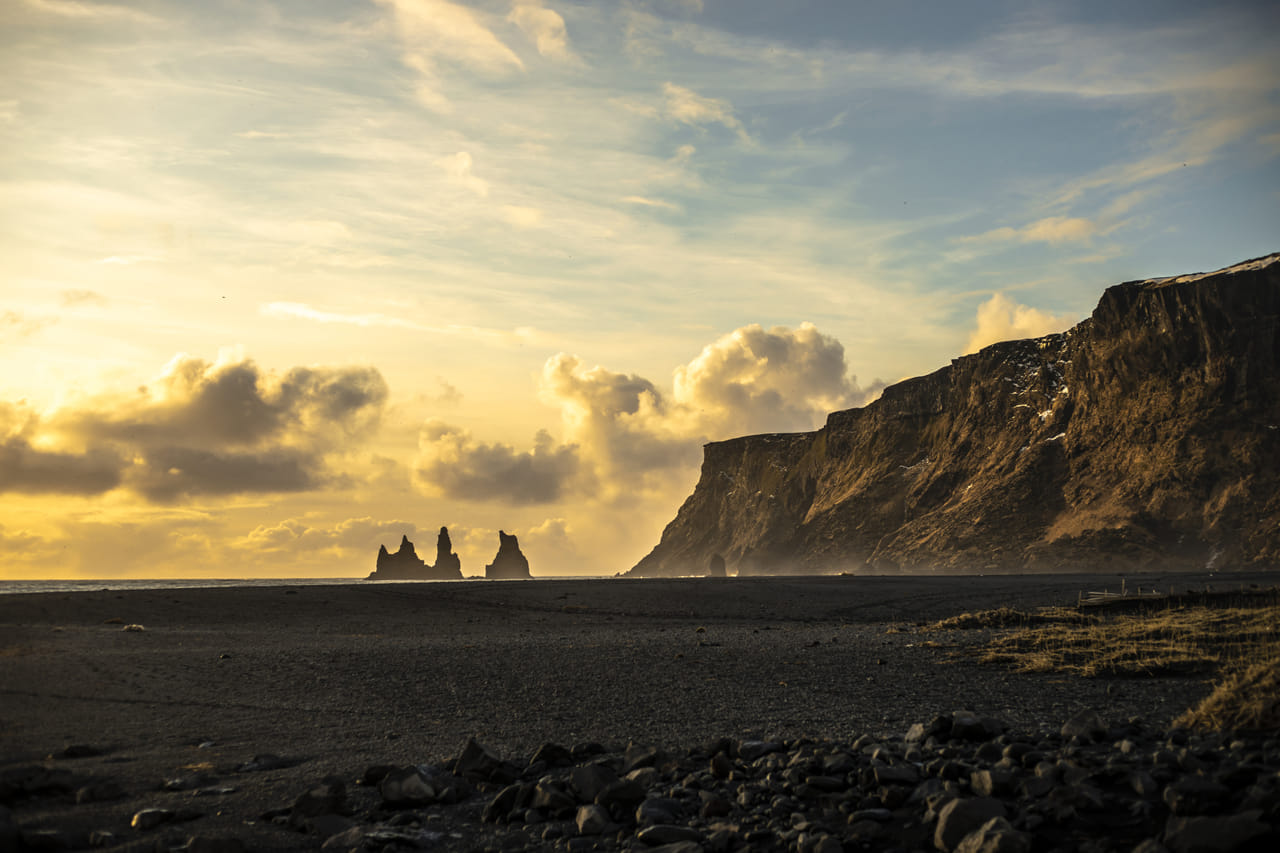 Sunset colours at Vík village