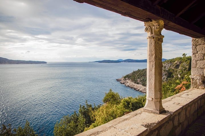 Look out to sea at Trsteno Arboretum, a Game of Thrones filming location in Croatia.