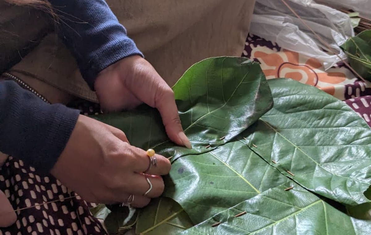 Traditional Leaf Plate Making Workshop in Kathmandu