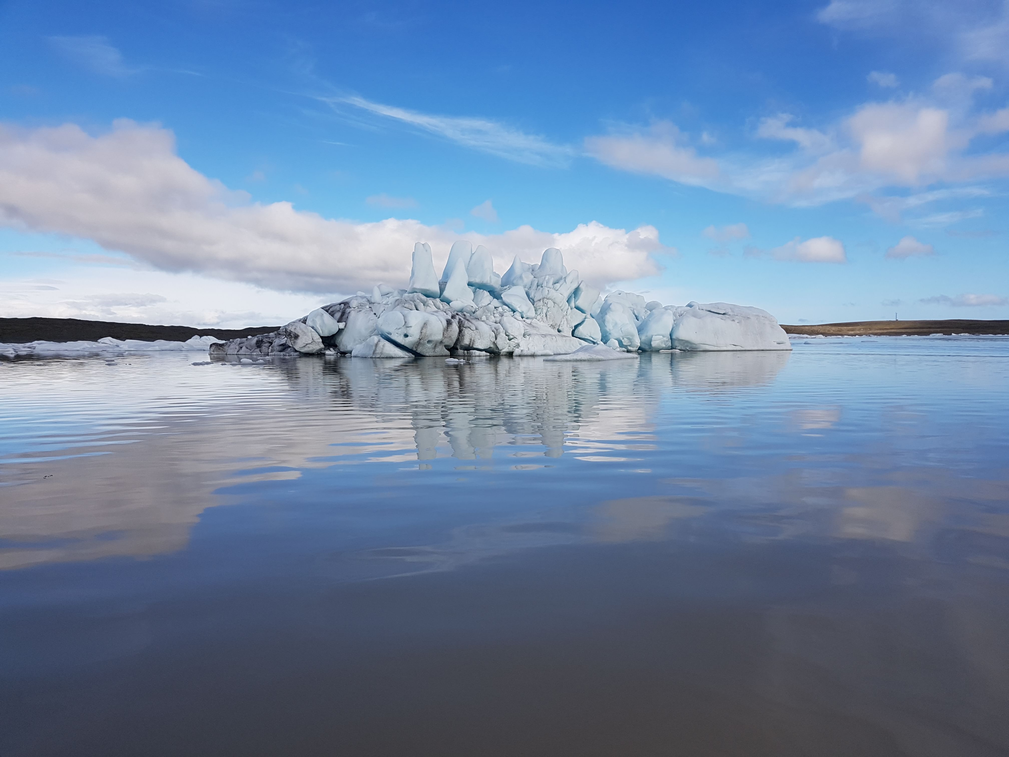 Floating Iceberg Blocks on Fjallsarlon Glacier Lagoon