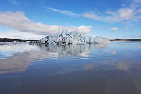 Floating Iceberg Blocks on Fjallsarlon Glacier Lagoon