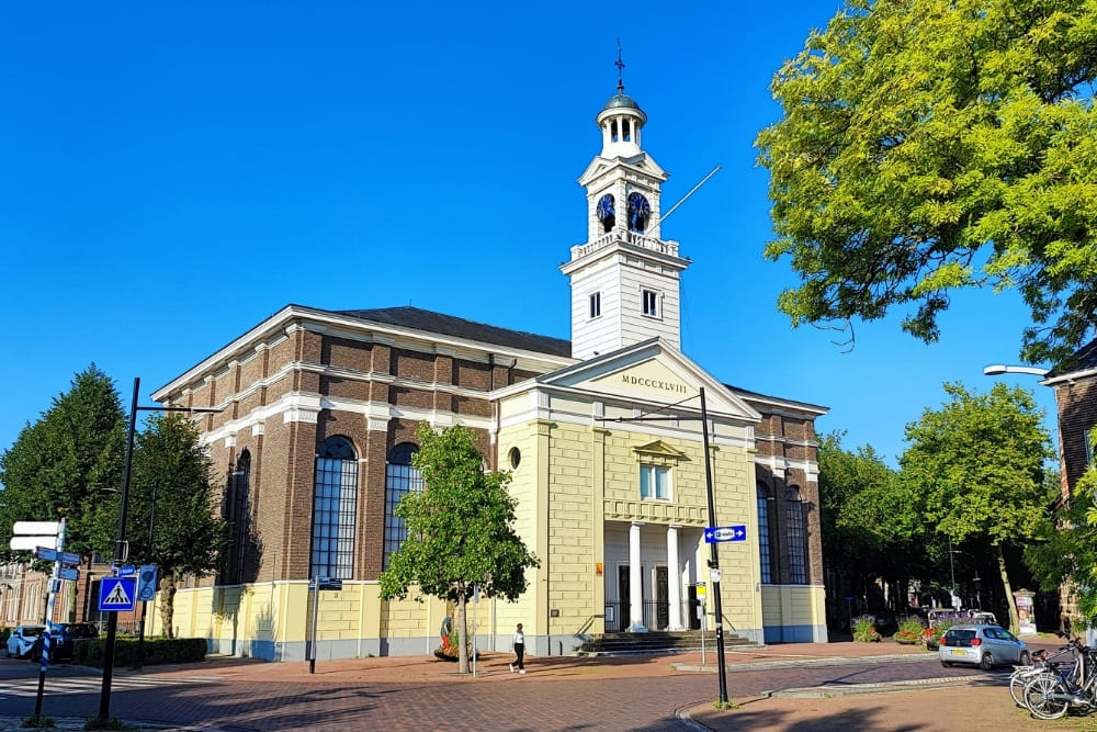 Perspective of Jozefkerk along the route of the Assen scavenger hunt City Detective.