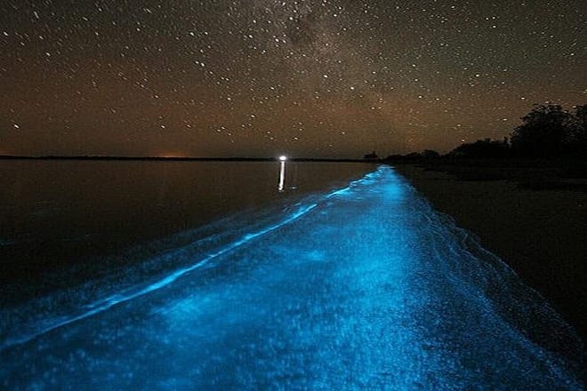 Glow from the boat engine