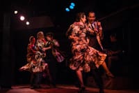 Dancers perform tango steps at the "El Querand&iacute;" venue in Buenos Aires.
