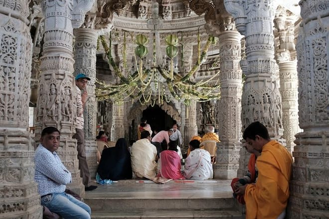 People in the Rankpur Jain Temple.