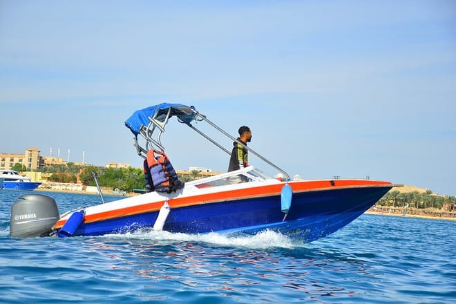 Orange bay Island by a speed boat Hurghada