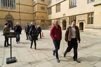 Peter guiding at Bodleian library quad