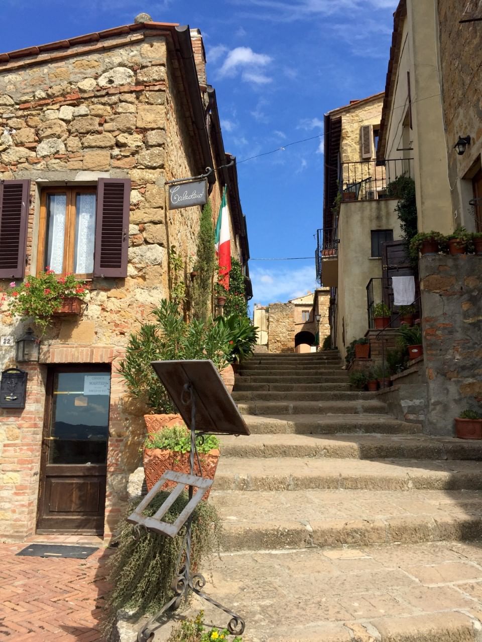 View of a typical tuscan village in Val d'Orcia