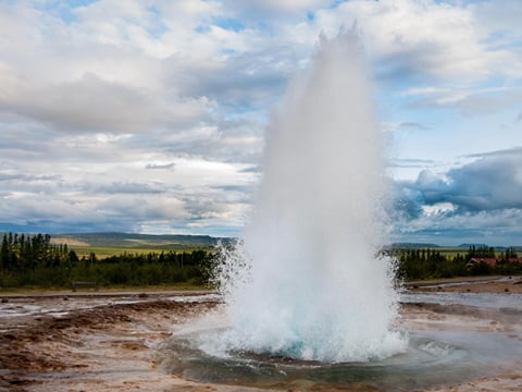 Strokkur hot spring in the Geysir hot springs geothermal area