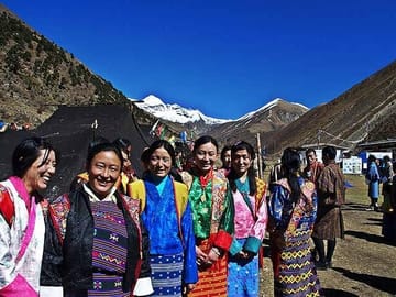 Local women of Jomolhari at their annual Mountain Festival