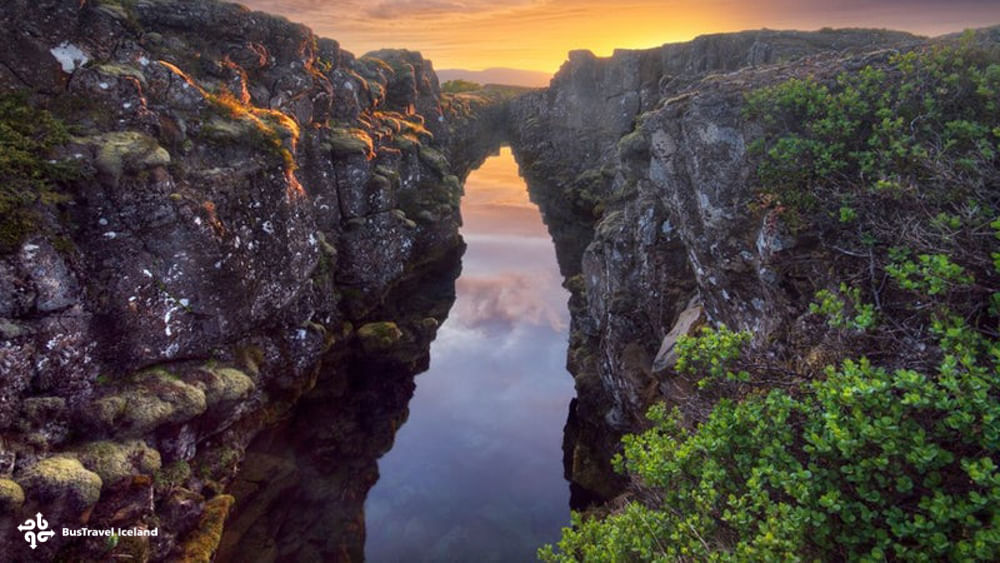 Groundwaterfilled fissure at the bottom of the Rift Valley in Thingvellir National Park