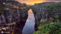 Groundwaterfilled fissure at the bottom of the Rift Valley in Thingvellir National Park