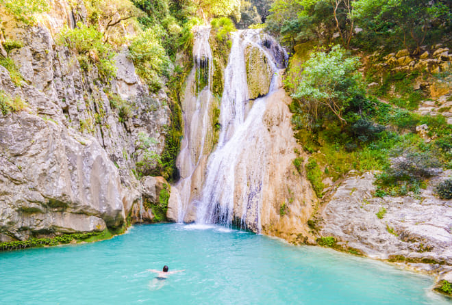 Hiking Polylimnio Waterfalls