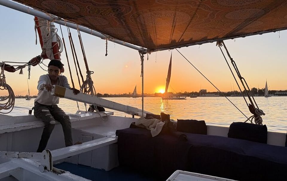 Felucca Sailboat ride on the Nile at Sunset with Tea time