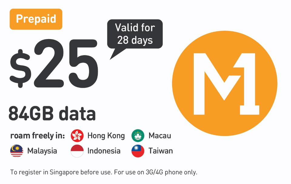 M1 Prepaid SIM and Tourist Cards at Changi Airport Singapore