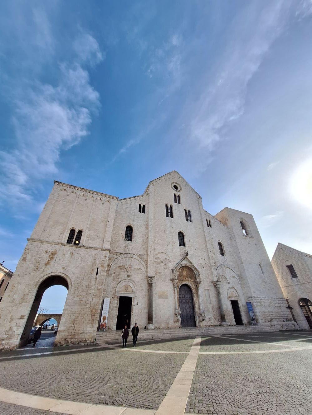 Cathedral of St. Sabinus in Bari Old Town with its white Romanesque facade