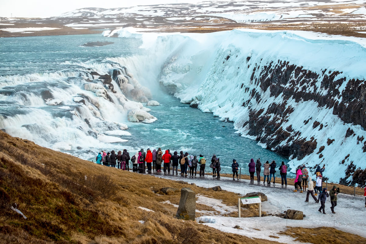 Gullfoss waterfall winter
