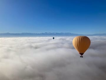 Authentic Moroccan breakfast with mint tea and msemen pancakes after Marrakech balloon flight