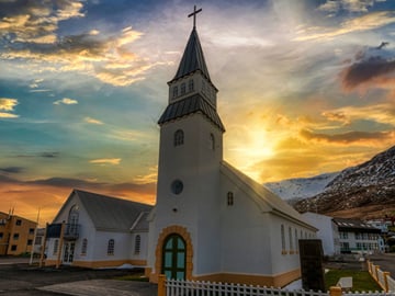 Admire the iconic church of Ólafsfjörður