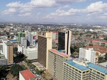 a caption overview of the city building.