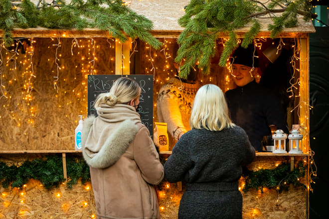 Christmas market stalls in downtown Reykjavik