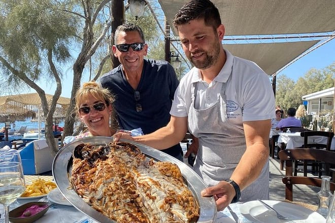 Fresh seafood, sea breeze, and smiles all around — the taste of Santorini is best enjoyed with great company and a view that feeds the soul.