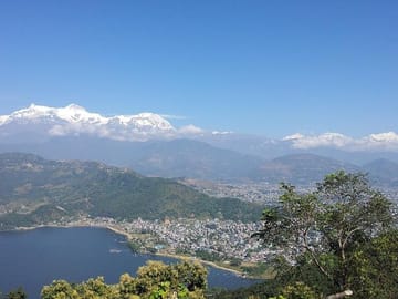 Pokhara city view from The World Peace Pagoda in Pokhara