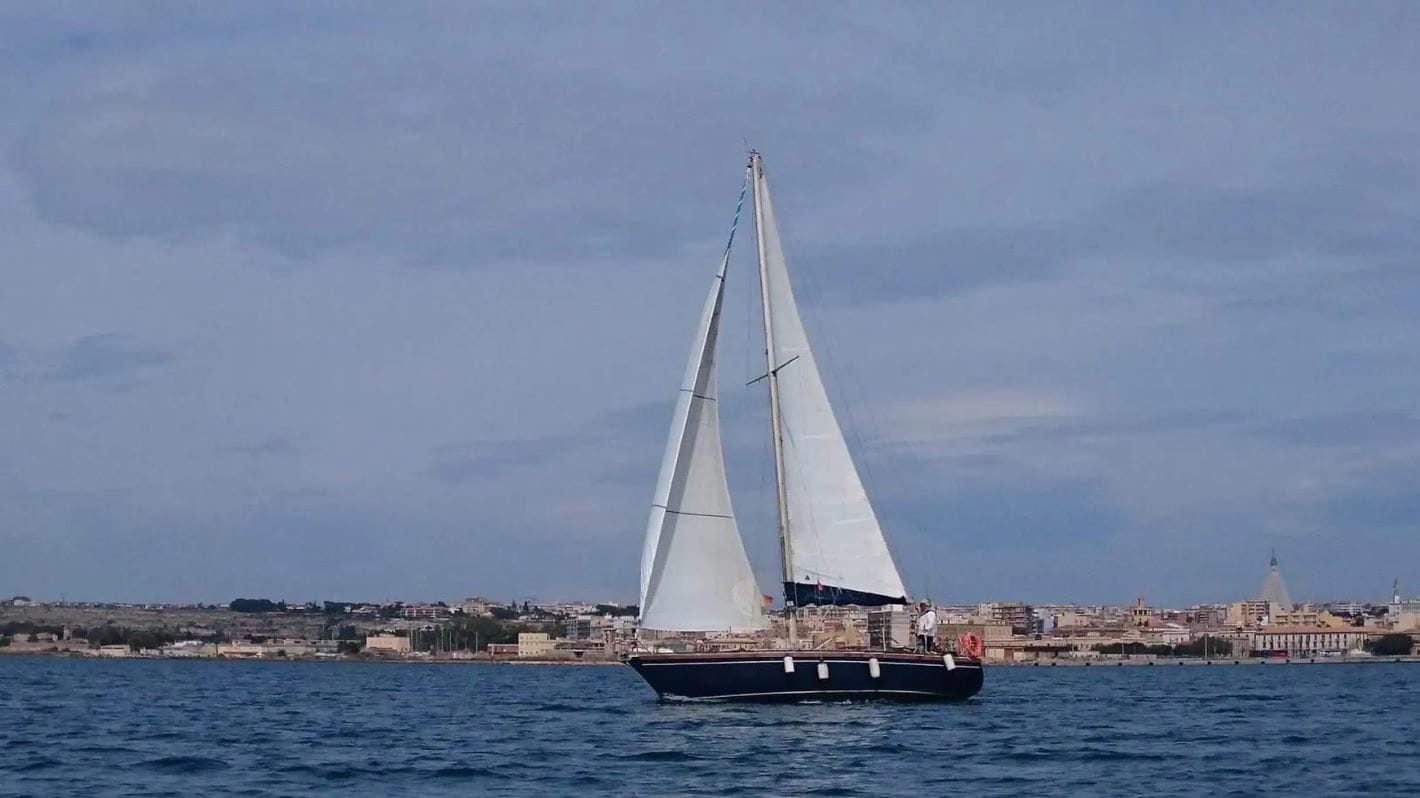 Tour sailboat on the sea in Siracusa